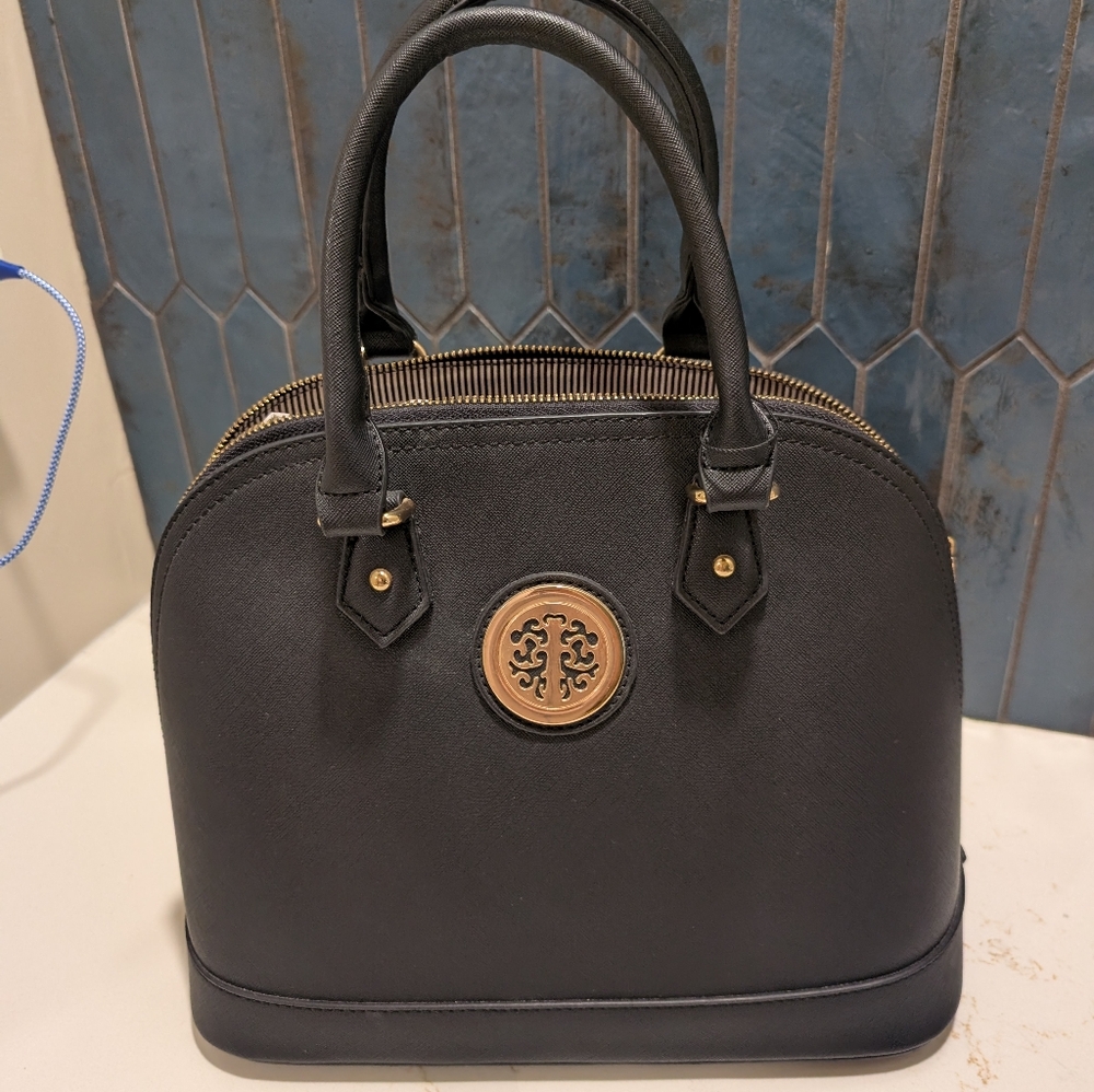 Elegant Black Handbag Satchel Vegan Approved New Without Tags NWOT